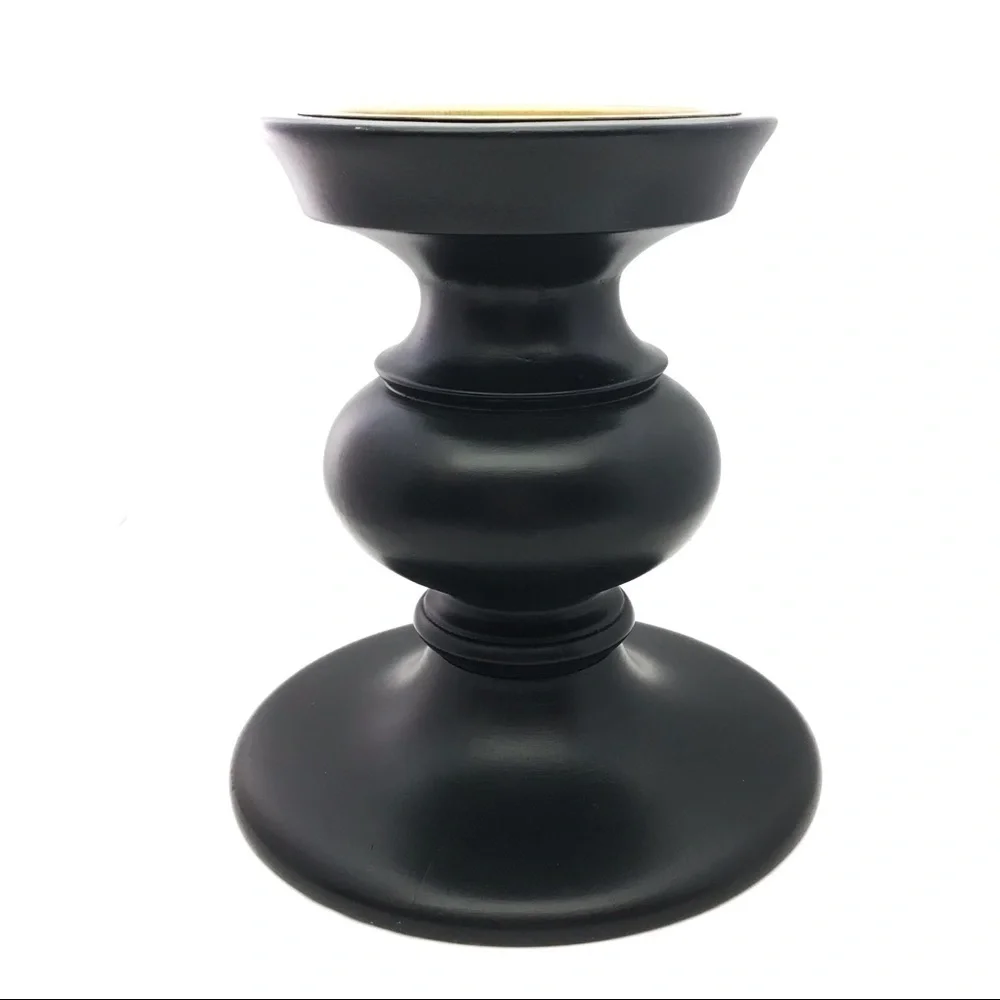 Chunky Dark Expresso Wood Candle 4”‎ Holder Decor